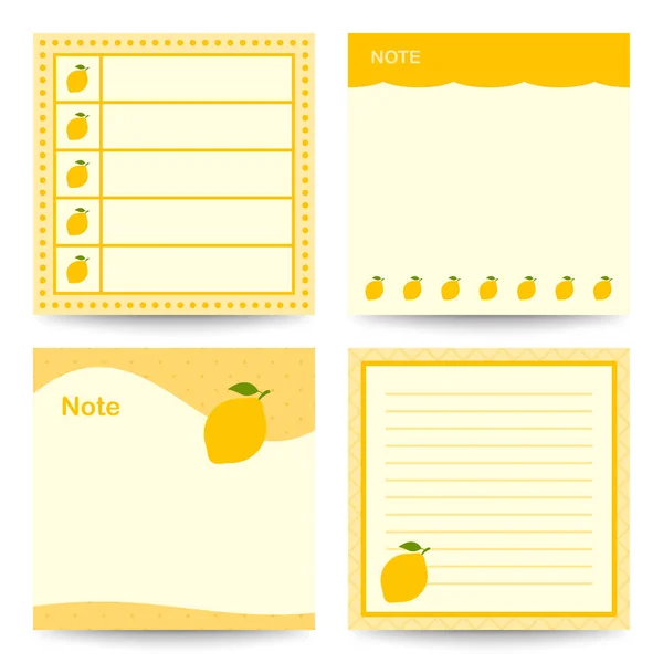 レモンと正方形のノートパッドのセット — ストックベクタ