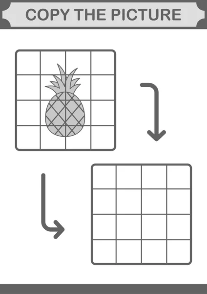 Copy Picture Pineapple Worksheet Kids — Stock Vector