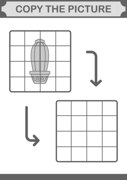 Copia Foto Con Cactus Hoja Trabajo Para Niños — Vector de stock