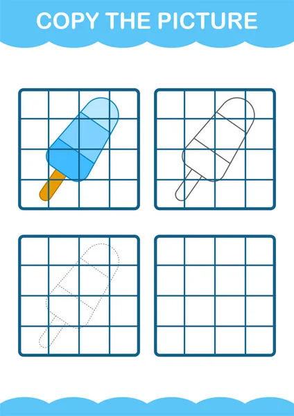 Kopieer Foto Met Ice Cream Werkblad Voor Kinderen — Stockvector