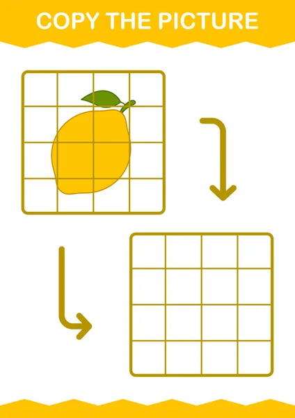 Kopieer Foto Met Lemon Werkblad Voor Kinderen — Stockvector