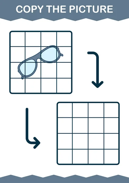 Kopieren Sie Das Bild Mit Einer Brille Arbeitsblatt Für Kinder — Stockvektor