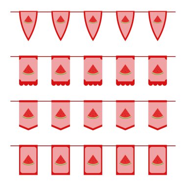 Set of colored Flags with Watermelon