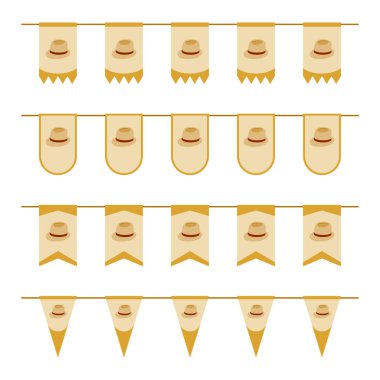 Set of colored Flags with Fedora Hat