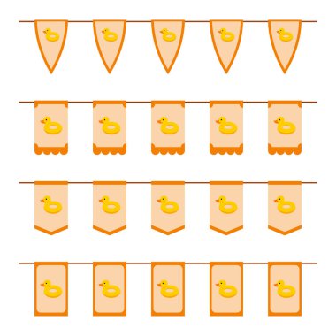 Set of colored Flags with Inflatable Duck