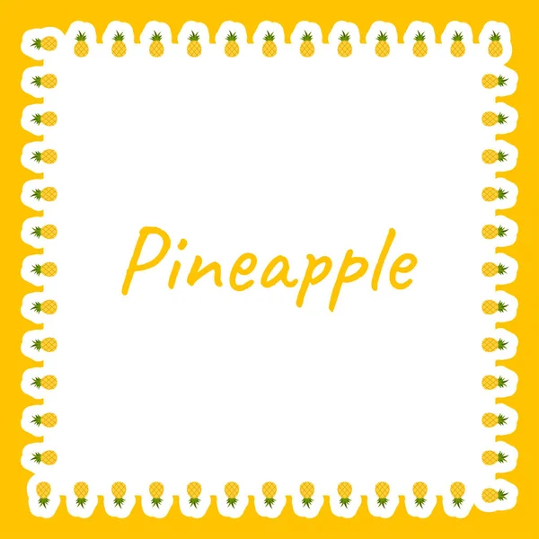 Border Pineapple Banner Poster Greeting Card — Archivo Imágenes Vectoriales