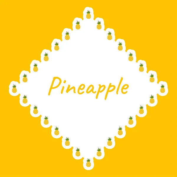 Border Pineapple Banner Poster Greeting Card — Stockvektor