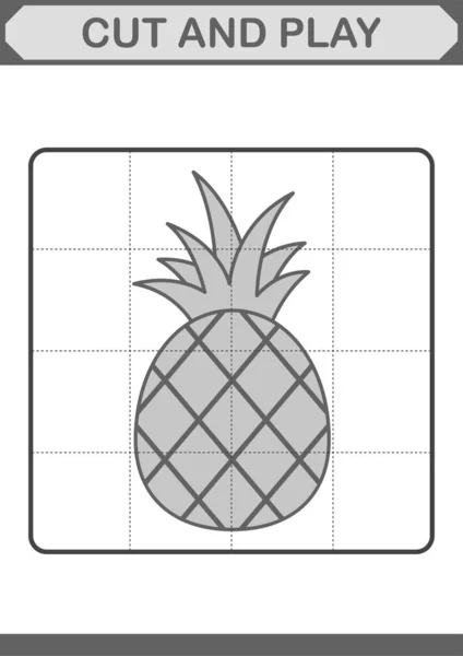 Cortar Jugar Con Piña — Vector de stock