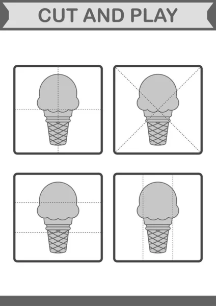 Couper Jouer Avec Crème Glacée — Image vectorielle