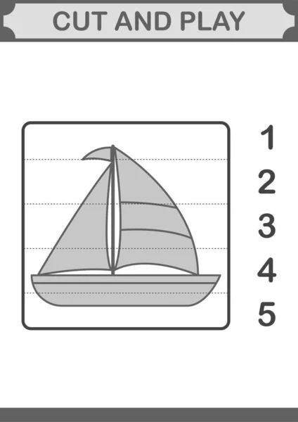 Klipp Och Lek Med Segelbåt — Stock vektor