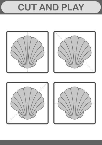 Couper Jouer Avec Seashell — Image vectorielle
