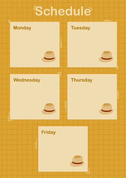 Dagelijkse Wekelijkse Planner Met Fedora Hat — Stockvector