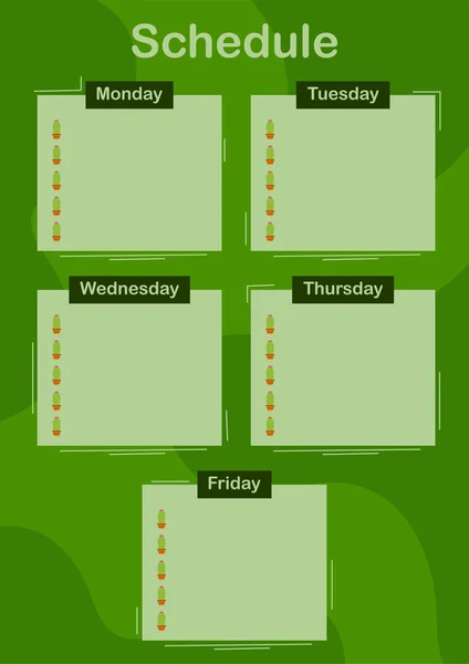 Planejador Diário Semanal Com Cacto —  Vetores de Stock