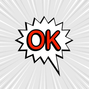 Metinle izole edilmiş komik konuşma baloncukları Tamam