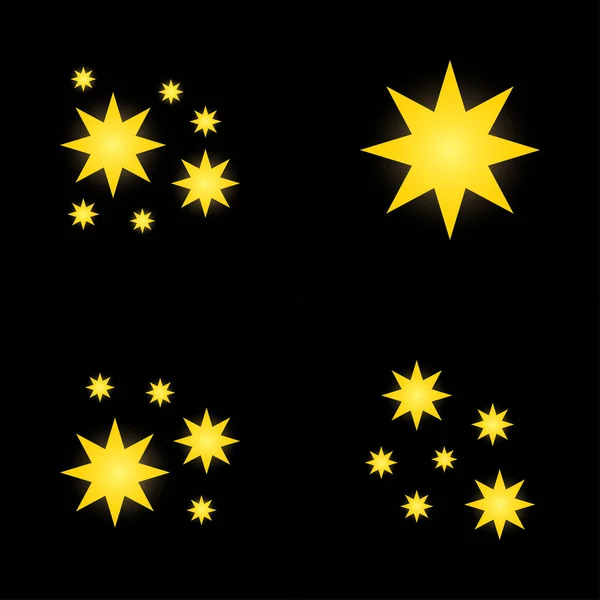 Uppsättning Stjärnor Gnistrar Platt Design — Stock vektor
