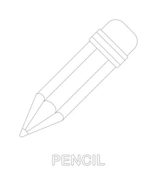 Pencil Tracing Worksheet Kids — Stock Vector