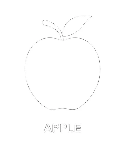 Feuille Calcul Apple Tracing Pour Enfants — Image vectorielle