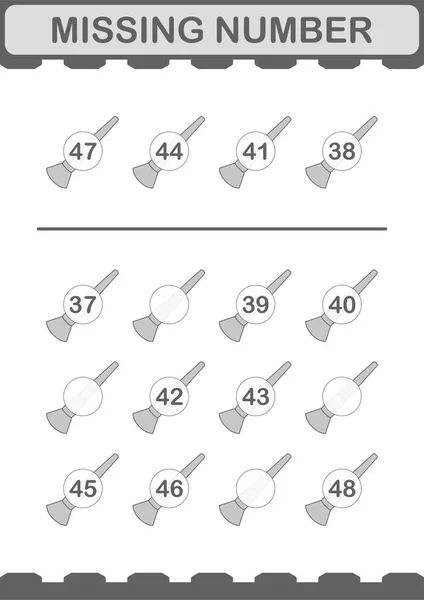 Missing Number Paintbrush Worksheet Kids — 스톡 벡터