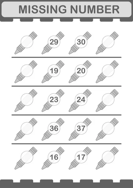Brakujący Numer Kredką Arkusz Pracy Dla Dzieci — Wektor stockowy