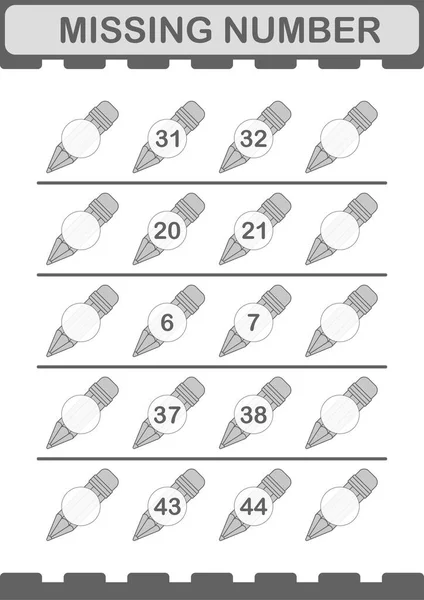 用铅笔遗失的号码儿童工作表 — 图库矢量图片