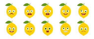 Sevimli Lemon 'un Duygusallığı. İzole vektör kümesi