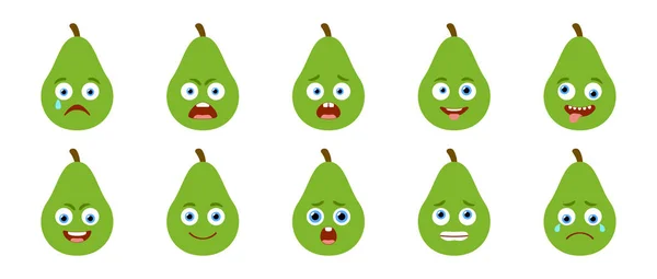 Emoticon Cute Avocado Isolated Vector Set — Archivo Imágenes Vectoriales