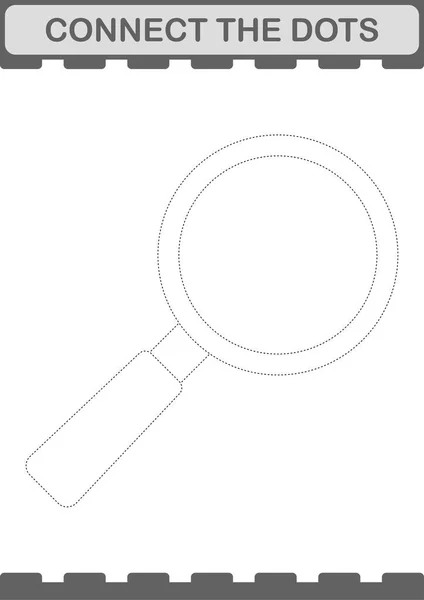 Connect Dots Magnifying Glass Worksheet Kids — Wektor stockowy
