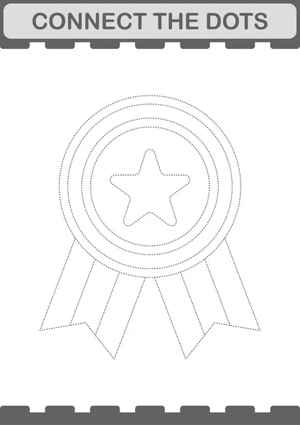 Connectez Les Points Médaille Récompense Feuille Travail Pour Enfants — Image vectorielle