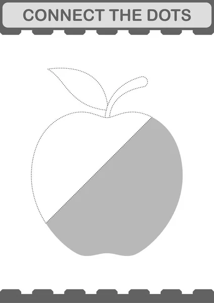 Connect Dots Apple Worksheet Kids — Vettoriale Stock