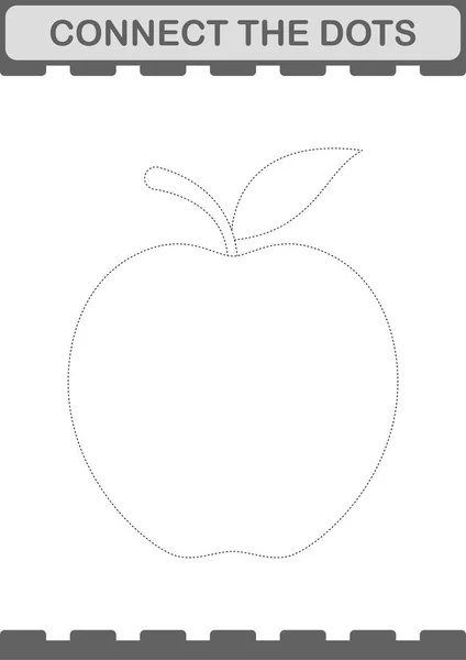 Connect Dots Apple Worksheet Kids — Image vectorielle