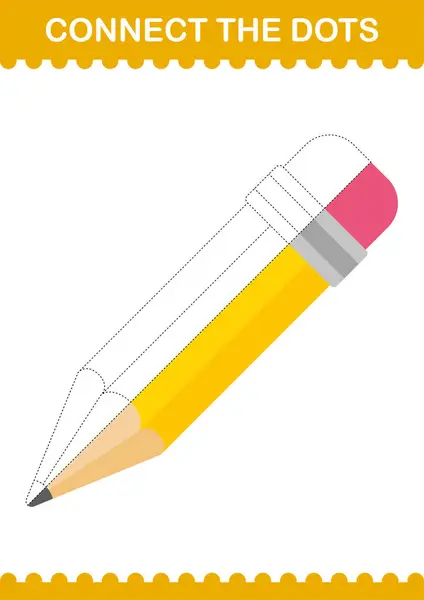 Connect Dots Pencil Worksheet Kids — Image vectorielle