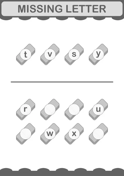 Missing Letter Eraser Worksheet Kids — Image vectorielle