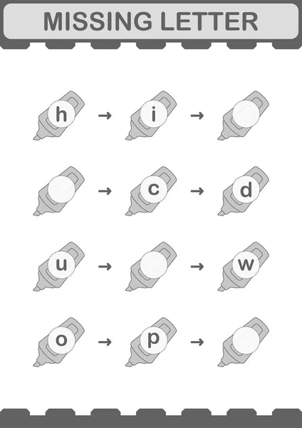 Missing Letter Marker Worksheet Kids — Stockvektor