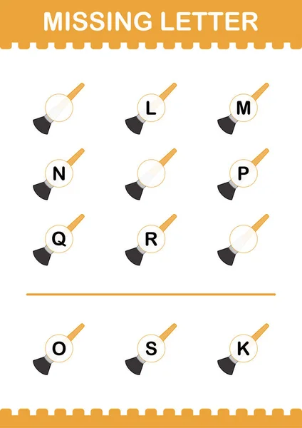 Missing Letter Paintbrush Worksheet Kids — Stock vektor