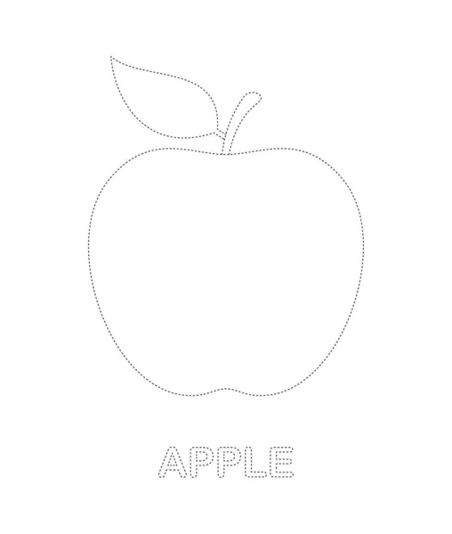 Apple Tracing Werkblad Voor Kinderen — Stockvector
