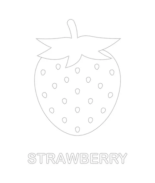 Strawberry Tracing Worksheet Kids — Stock Vector