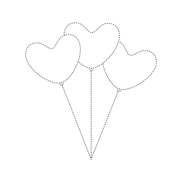 Heart Balloon Tracing Worksheet Kids — Stockvektor