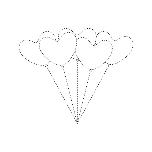 Heart Balloon Tracing Worksheet Kids — 图库矢量图片