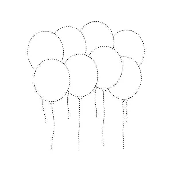 Balloon Tracing Worksheet Kids — Stockvektor