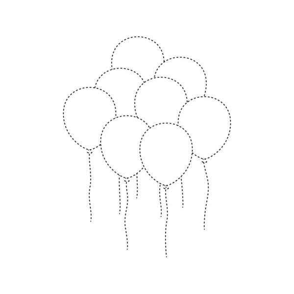 Balloon Tracing Worksheet Kids — Stockvektor