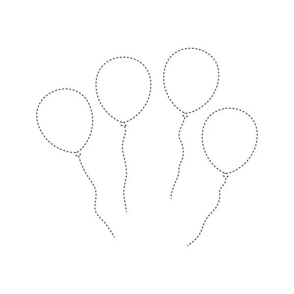 Balloon Tracing Worksheet Kids — стоковый вектор