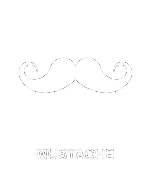 Mustache Tracing Worksheet Kids — Stock vektor