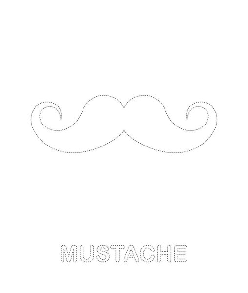 Mustache tracing worksheet for kids