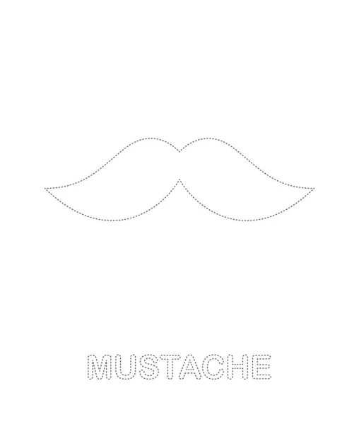 Mustache Tracing Worksheet Kids — Stok Vektör