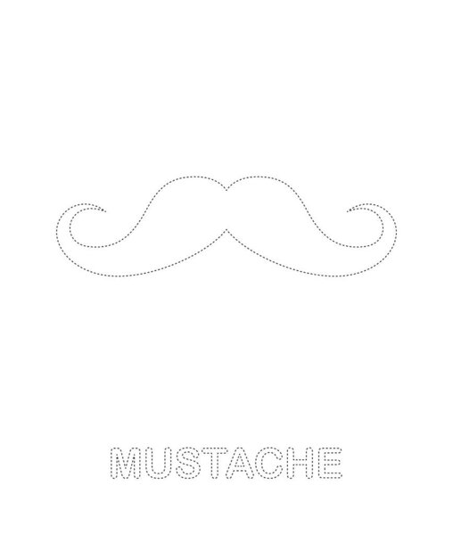 Mustache tracing worksheet for kids