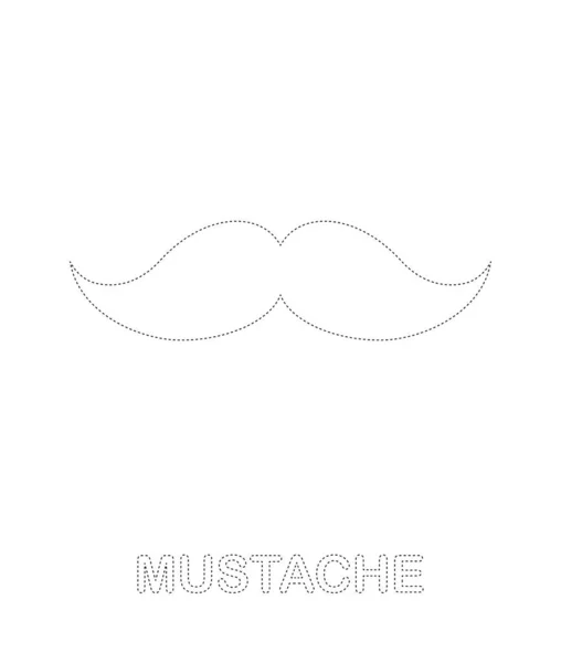 Mustache Tracing Worksheet Kids — Stok Vektör