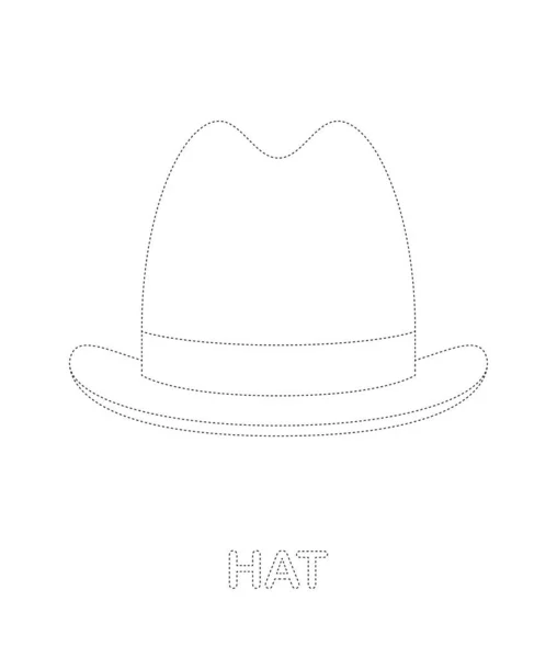 Hat Tracing Worksheet Kids — Image vectorielle
