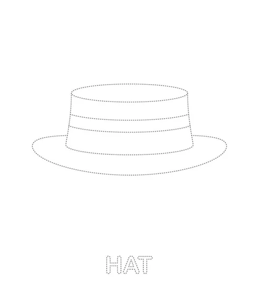 Hat Tracing Worksheet Kids — ストックベクタ