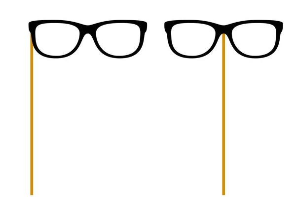 Glasses Wooden Stick White Background —  Vetores de Stock