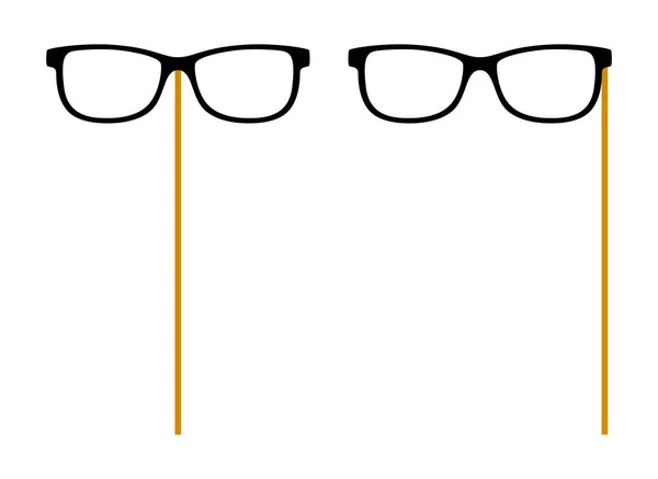 Glasses Wooden Stick White Background — Διανυσματικό Αρχείο